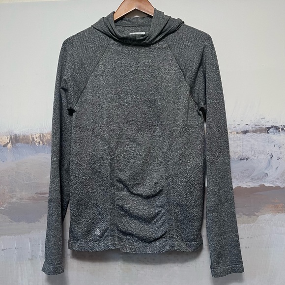 Athleta Tops - ATHLETA Tracker Hoodie Size XL Long Sleeve Pullover Black Heather‎ Grey Marled